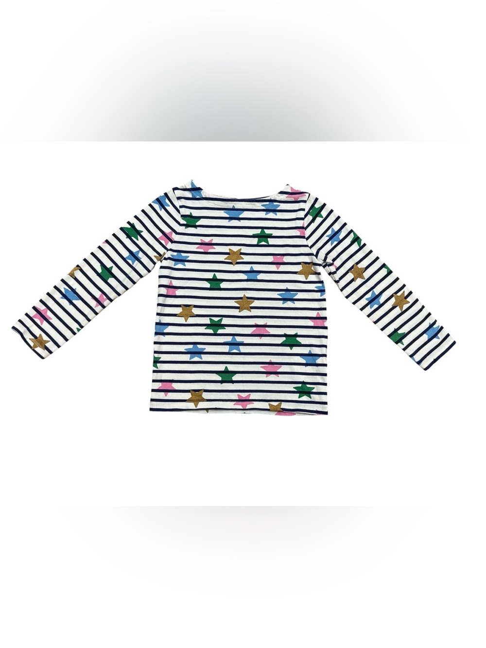 Mini Boden Girls' Everyday Breton Stripe Cotton T-Shirt Multicolor Stars 5-6Y